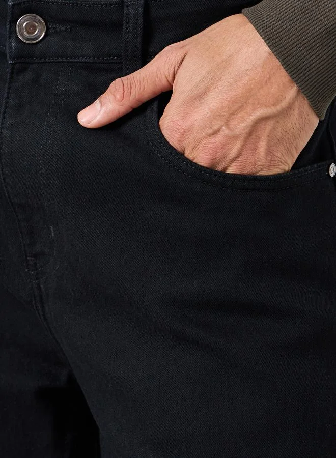 Styli Men Black Solid Regular Fit Jeans